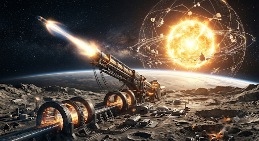 Hypothetical electromagnetic railgun image from Marley Aldrich’s original essay